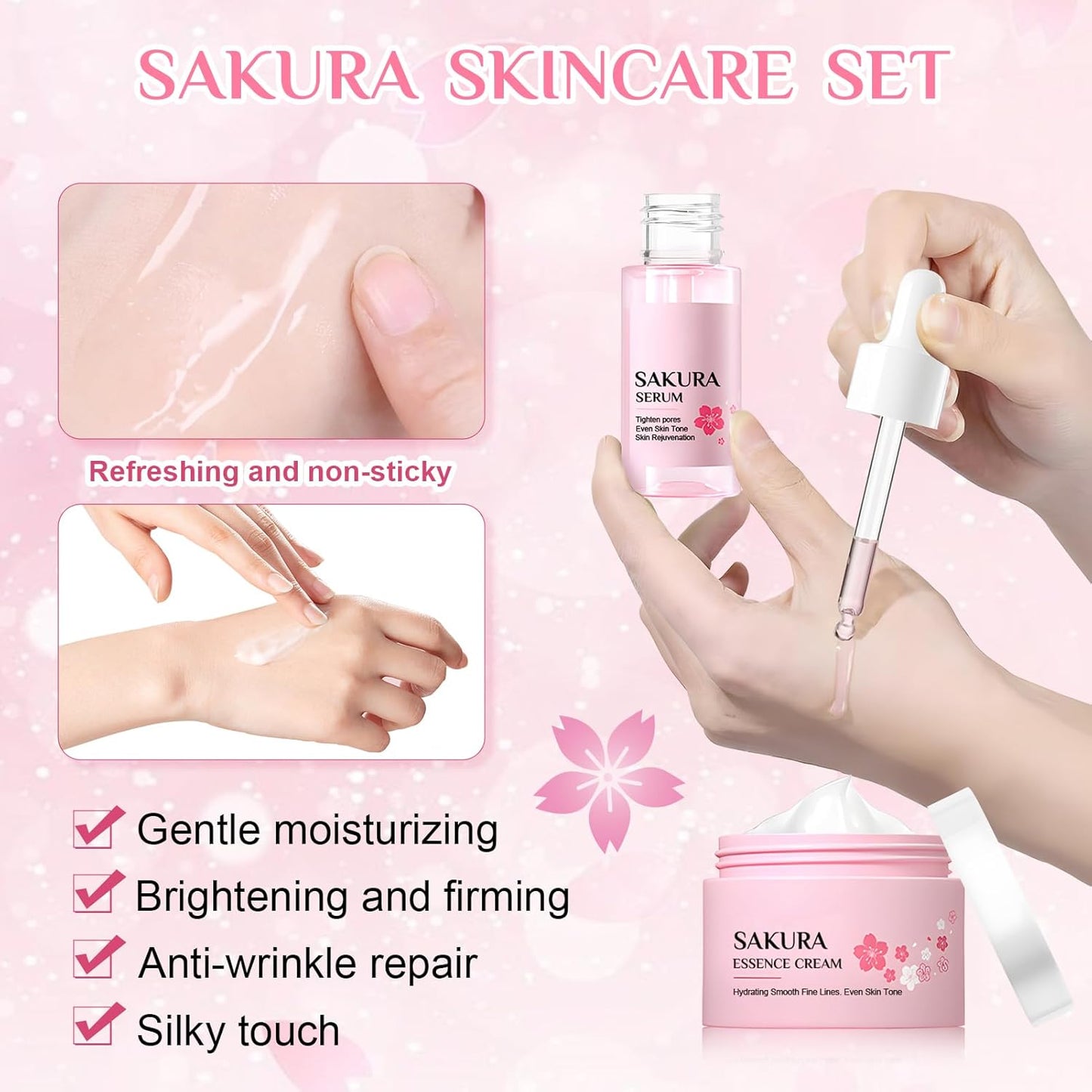 Miioto Full Face Skincare Set, Sakur Skincare Kit, Face Skincare Products, Skin Care Kit with Cleanser, Tonic, Face Cream, Serum and Eye Cream, Moisturizing and Anti-Aging, 5 Pieces (B)