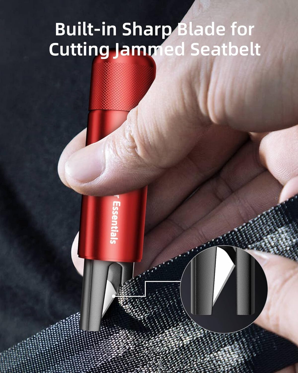 JUFO 3 Pack Car Escape Tool with Seat Belt Cutter Quick Emergency Window Breaker Escape Safety Hammer (Red *3
