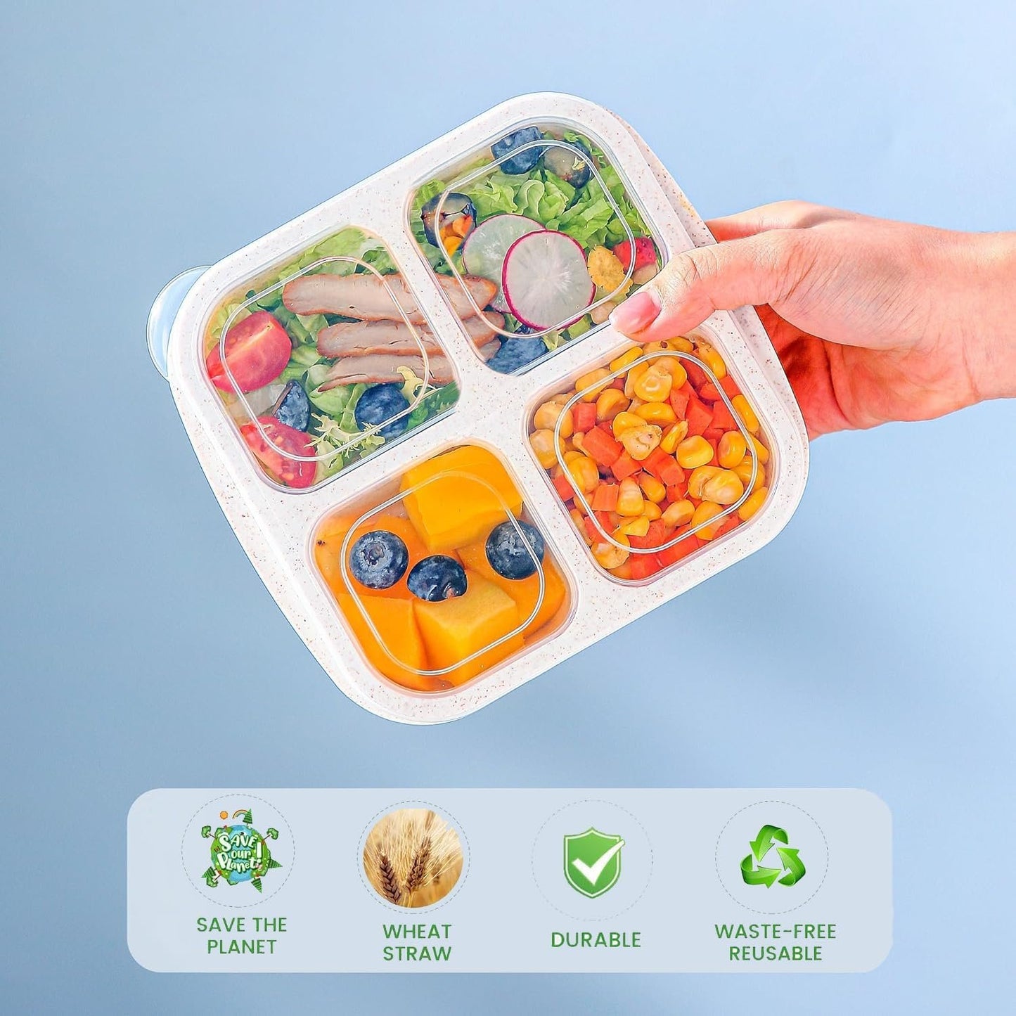 Kakating 16-Pack Bento Snack Boxes - Double Compartment Condiment Containers | Meal Prep Containers Reusable - Lunchable Container Adult