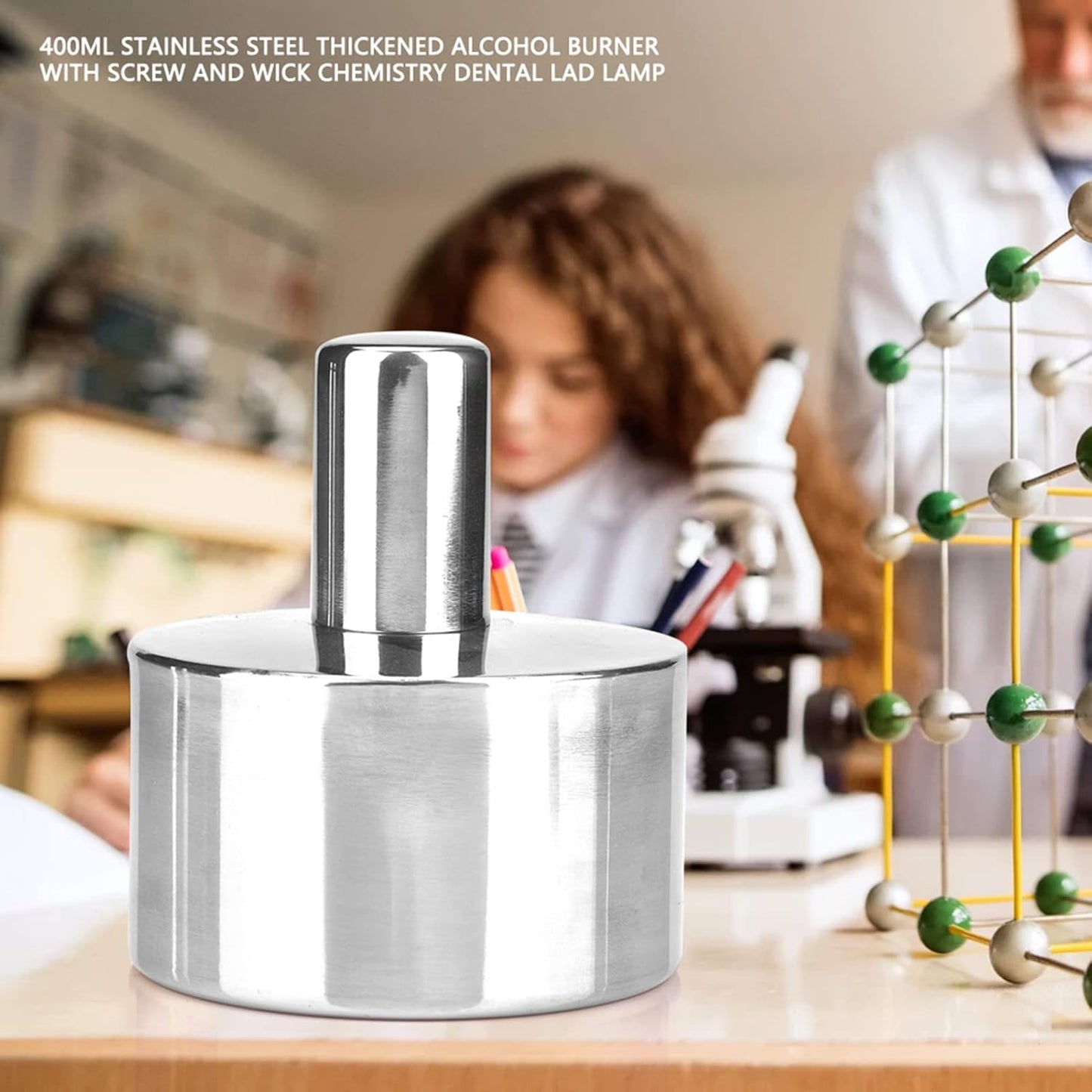 400ml Stainless Steel Alcohol Heating Device | 304 Thick Wall Reinforced - Protection Design | Chemistry/Oral Care/Lab Lamp with Copper Screw & Wick | Leakproof & Sturdy