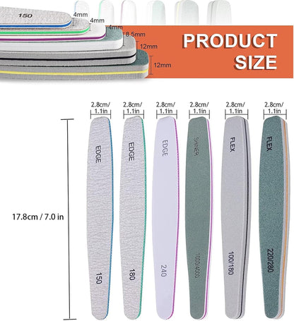 Nail File,11 Pack Professional Nail Files and Nail Buffers Kit, H HOME-MART Washable Double Sided Nail Care Nail Buffer Emery Board and 5pcs Buffers, Nail Tools Block 150, 180, 240, 100/180, 220/280, 1000/4000 Double Sided Buffer