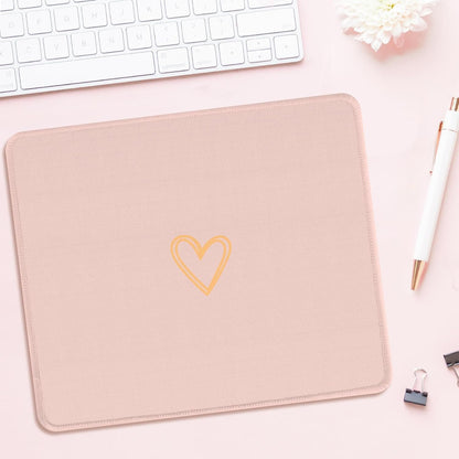 Ksriylm Square Aesthetic Cute Heart Mouse Pad Office Home Personalized Mouse Mat Waterproof Mouse Pad Non-Slip Rubber Base Computer Mouse Pads for Wireless Mouse,Pink
