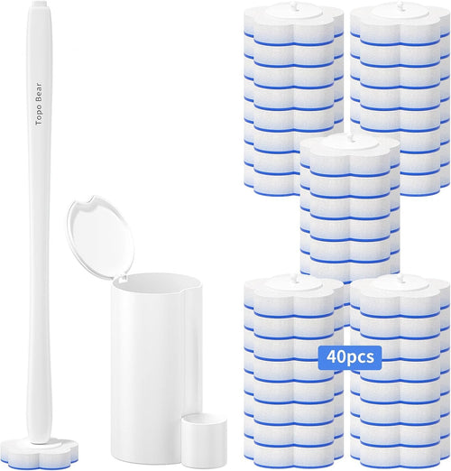 Topo Bear Disposable Brush Holder Set with 40 Refills Disposable Cleaning System for Bathroom
