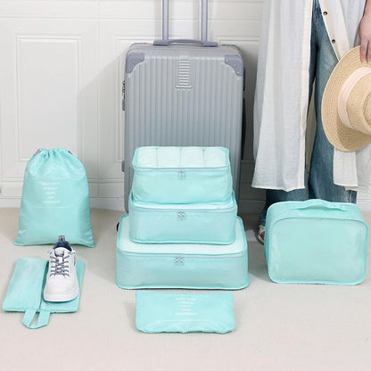 Travel Storage Bag, Suitcase Organizer Set, Seven-Piece Packing Cubes, Lightweight Durable Design, Space-Saving Luggage Holder, Efficient Travel and Outdoor Accessory