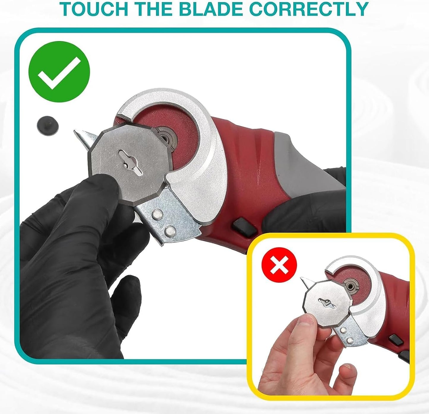 VLOXO Cordless Electric Scissors, AT001 Rotary Cutter for Fabric, Cardboard Cutter 4.2V Muti-Cutting Tools with Safety Lock, Rechargeable Powerful Fabric Cutter for Carpet Leather with Storage Box