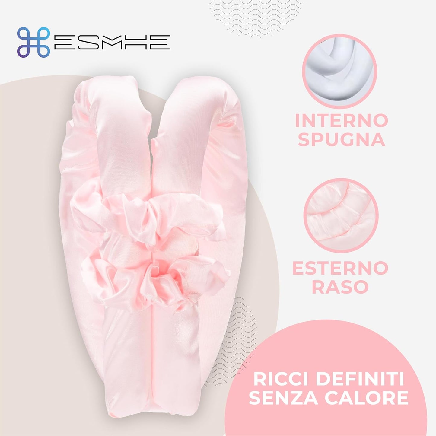 ESMHE Long Curler for Bushing No Heat Pink Velvet Hair Accessories Included Ideal for Wavy and Curly Hair
