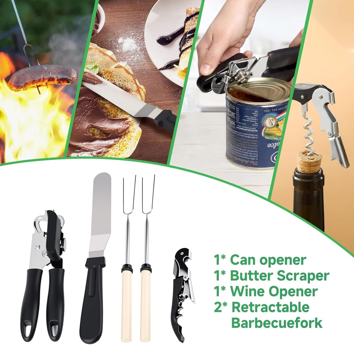 Camping Kitchen Accessories 27Pcs, Camping Kitchen Tools with Storage Bag, Outdoor Gadgets, Portable Camping RV Kitchen Set for Travel, Picnic, Camper, Party