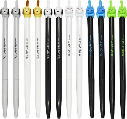 Maydahui 12 Pcs Cute Cat Dog Tail Clicker Retractable Pen Novelty Japanese Little Kitten Rollerball Pens For Cat Lovers Student Shcool Gift Party Favors Office Supplies Stationery