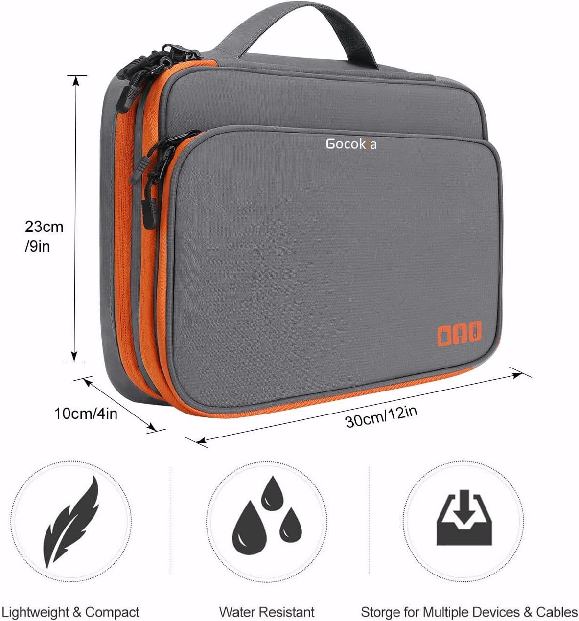 Travel Cable Organizer Bag, 3 Layer X-Large Capacity Electronics Accessories Cord Storage Case Bag for Cables, SD Card,Chargers, Power Bank, Cellphone,Tablet, Grey, X-Large