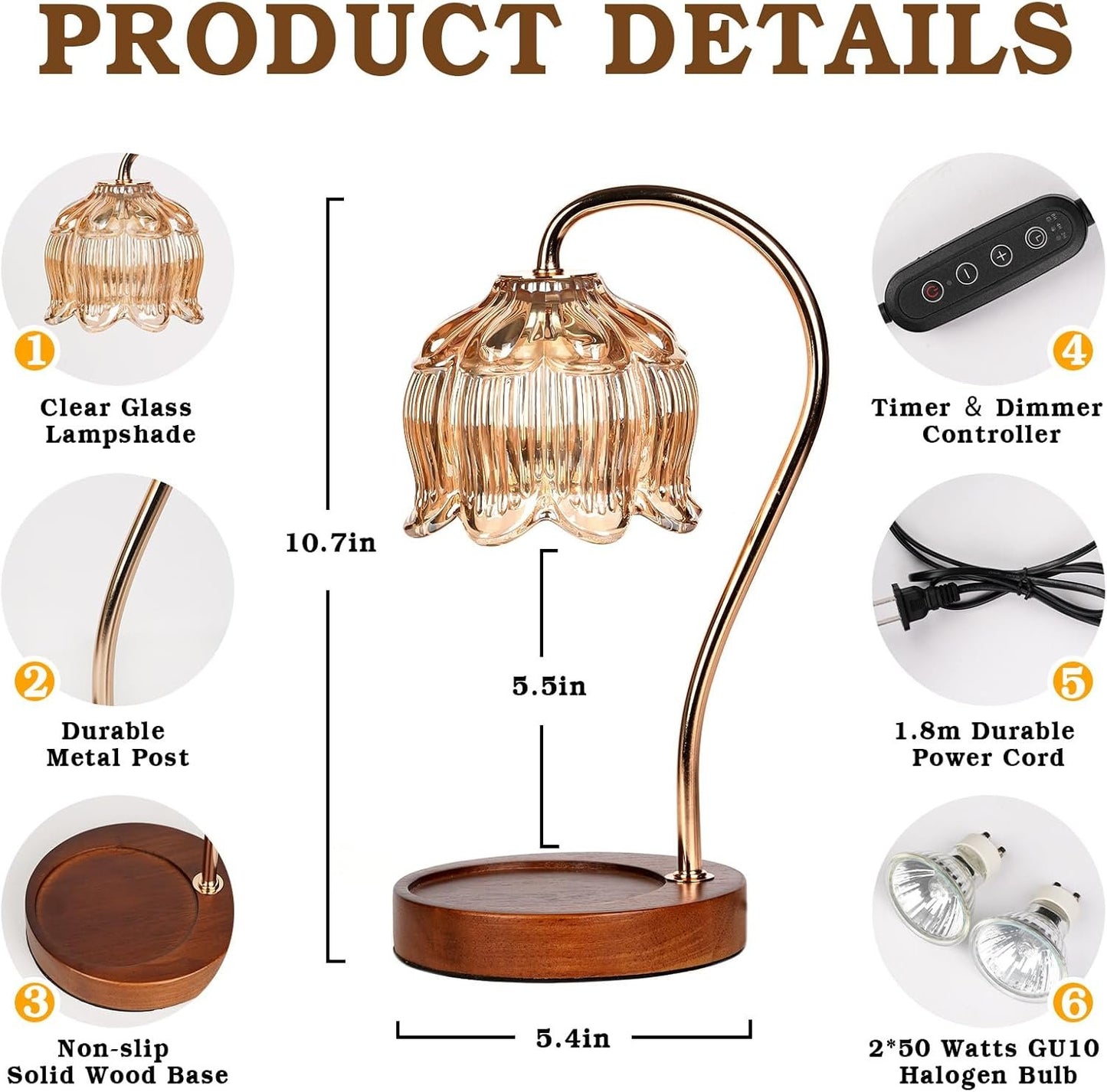 Flower Candle Warmer Lamp with Timer, Dimmable Candle Lamp Warmer, Unique Mothers Day Gifts for her, Birthday Gifts for Mom Her Wife, Anniversary Romantic Gifts Ideas, Vintage Lamp Candle Warmer