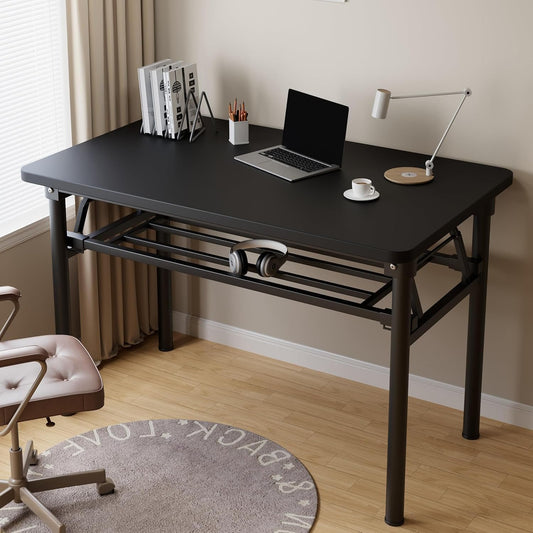 Mrsanmu Folding Desk,31.5 Inch Space Small Portable Computer Desk for Home Office,Student Learning Desk, Black
