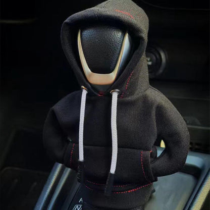 Hoodie Car Gear Shift Cover, 2 pcs Funny Shift Knob Hoodie Cover for Car, Automotive Interior Decoration Accessories for Most Vehicles Red+Black