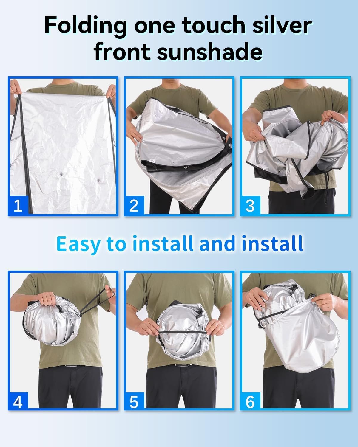 Car Windshield Sun Shade- Motomate Durable Reflective Material, Block Heat and Sun, Foldable Car Sun Shade, Car Interior Accessories,Car Shade Front Windshield to Block Harmful UV Rays, with a Pouch