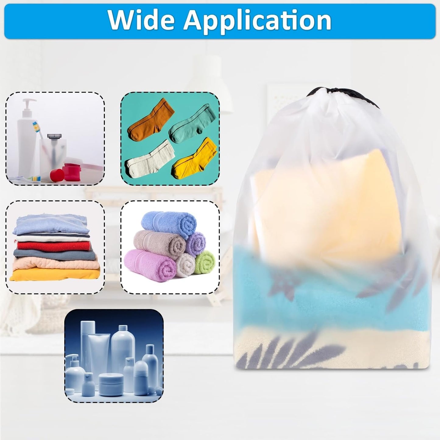 Shoe Bags for Travel, Drawstring Travel Shoe Bags for Packing, Dustproof Portable Travel Shoe Storage Bag for Men and Women, Clear, Large, 5 Pack