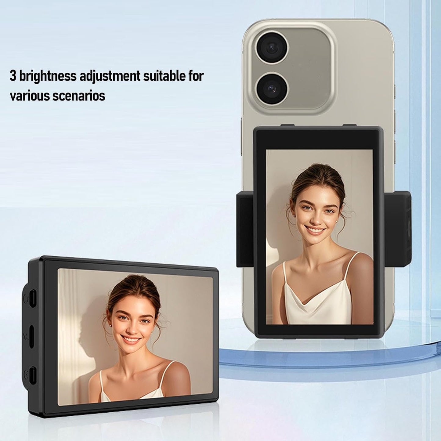 Telefono Vlog Selfie Monitor Schermata, 3.97in 2.4G 5G Wifi Wireless Visualizza Monitor con Morsetto Telefonico per Selfie Vlog Live Stream Tiktok Tiktok