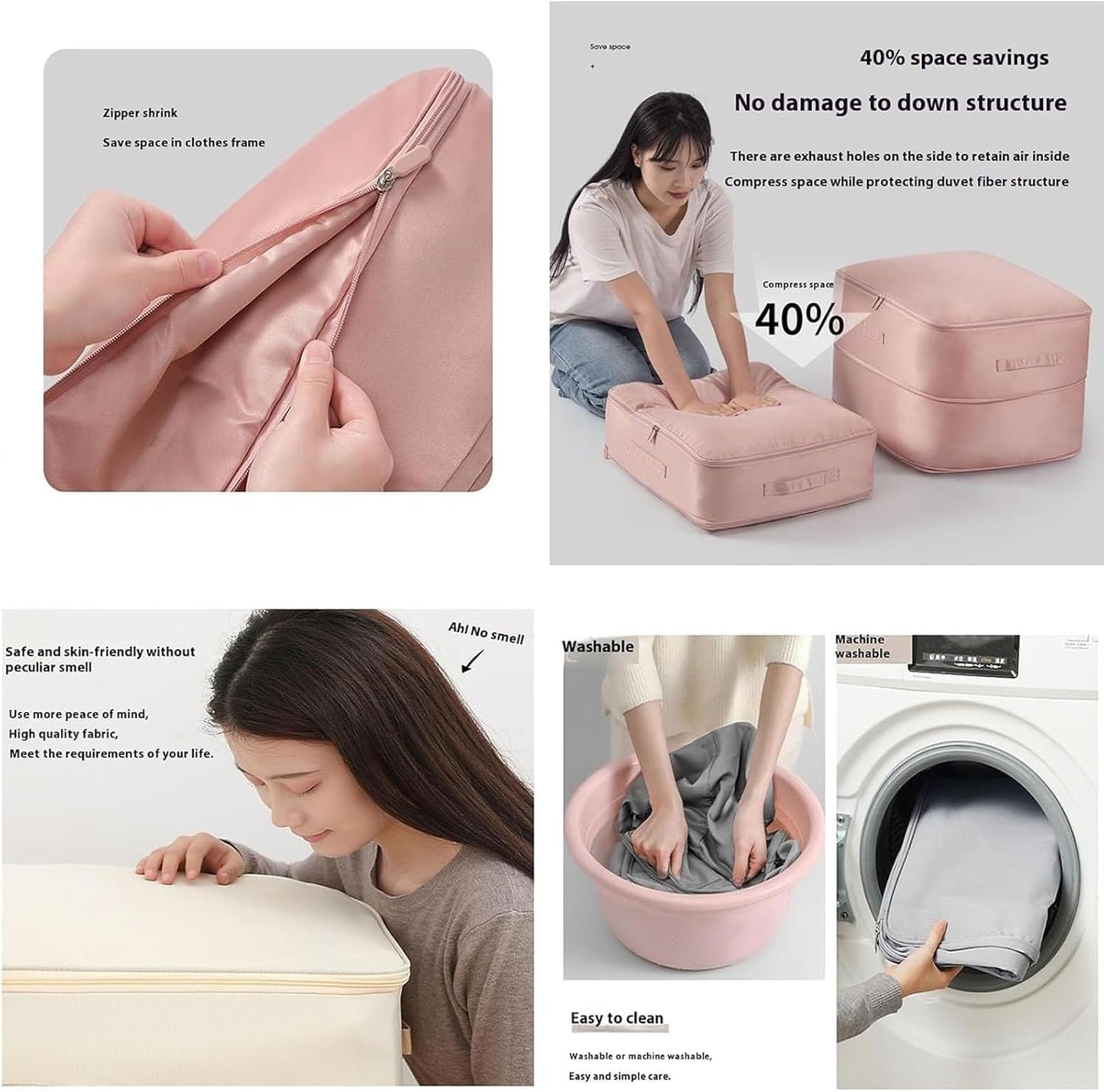 Ultra Space Saving Self Compression Organizer, Goramblessip Compression Organizer, Heavy Duty Moving Bags, for Comforters Blankets Bedding (Beige,X-Large)