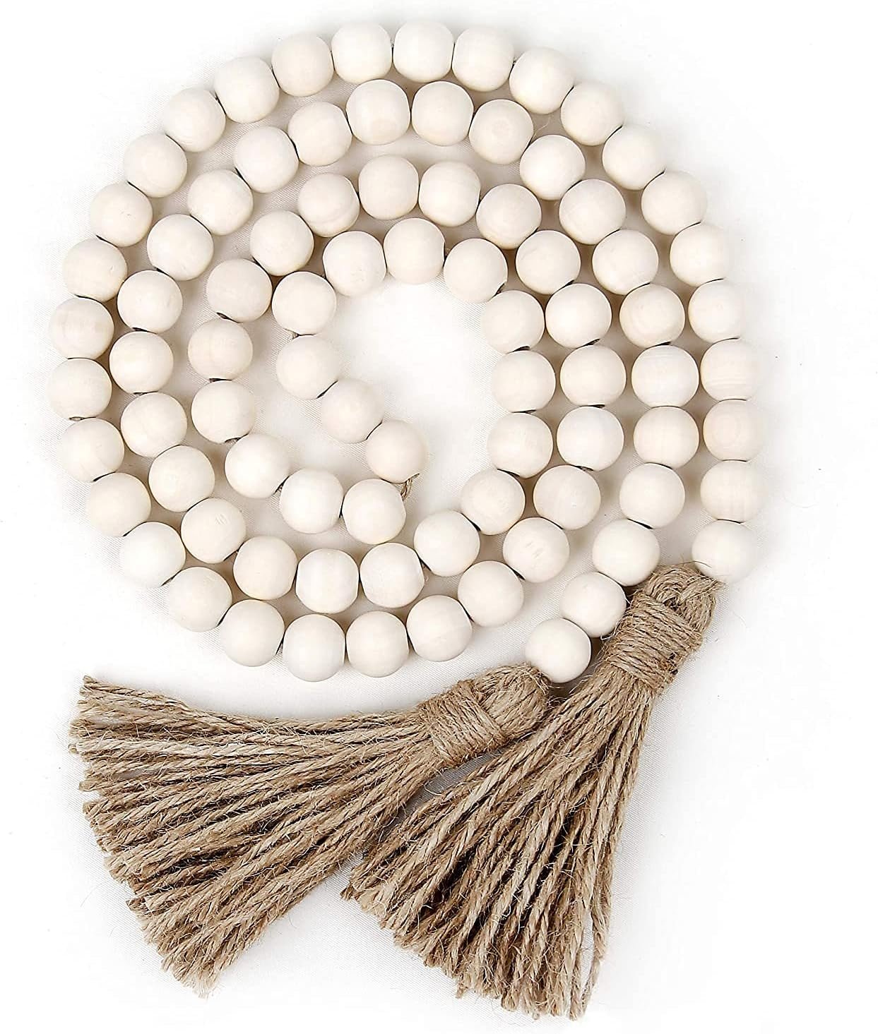 NAGUA 58” Wood Bead Garland Wall Hanging Decor Coffee Table Decor Farmhouse Beads Home Decor for Living Room, Shelf, Tiered Tray, Rustic Boho Decor Wall Hanging Accent