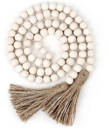 NAGUA 58” Wood Bead Garland Wall Hanging Decor Coffee Table Decor Farmhouse Beads Home Decor for Living Room, Shelf, Tiered Tray, Rustic Boho Decor Wall Hanging Accent
