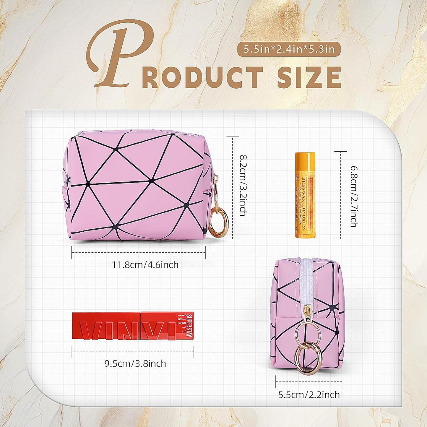 Women's Make-up Bag, Small PU Makeup Bag for Cosmetics, Women's Multifunctional Makeup Bag, Portable Travel Toiletry Bag, Waterproof Toiletry Bag, Gift Ideas, A-pink, Lipstick Organizer Bag