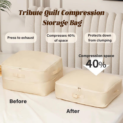 Ultra Space Saving Self Compression Organizer, Heavy Duty Moving Bags, Compression Packing Cubes for Travel, Compression Storage Packing Bags for Clothes, Comforters (Blue, M)