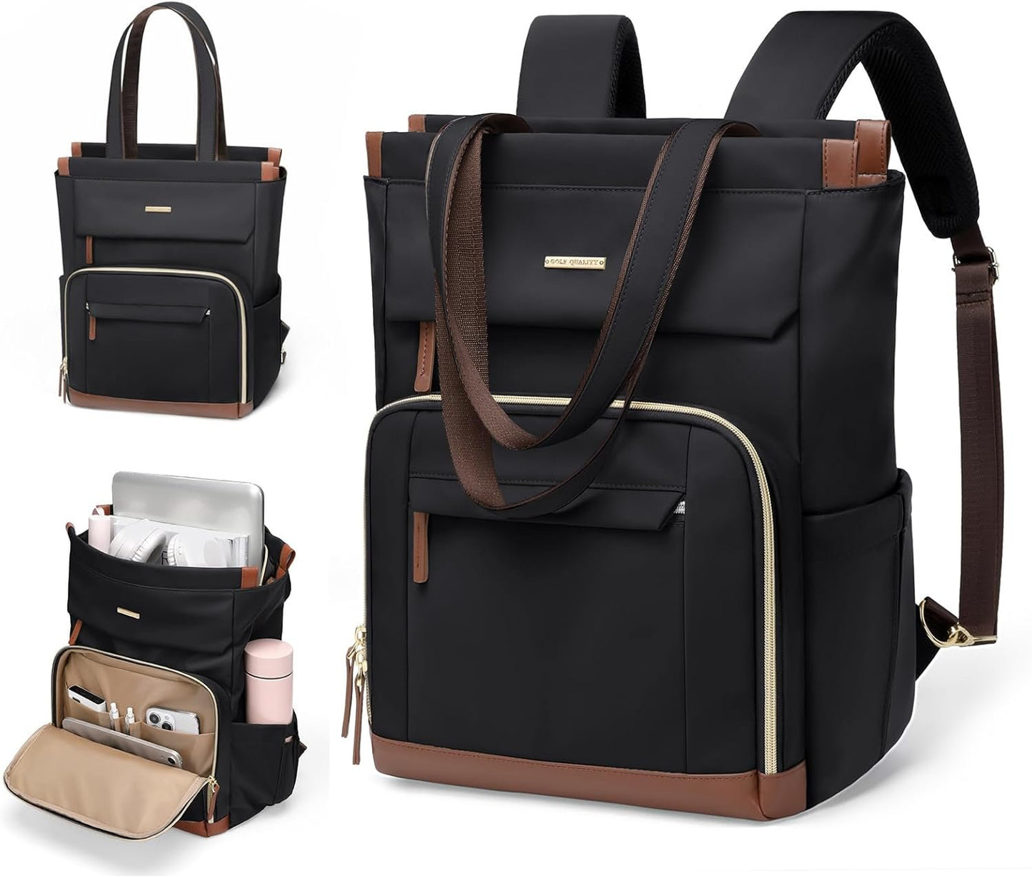 GOLF QUALITY Convertible Backpack Women Carry on Tote Laptop Backpack Bookbag for College Work Nurse Travel