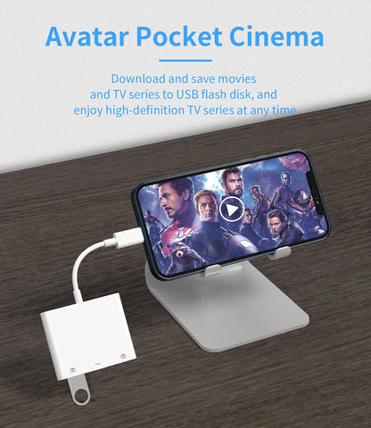 for Apple Certified Lightning Male to USB Female Adapter OTG and Charger Cable for iPhone 14 13 12 pro max 7 8plus for Ipad air A Camera Memory Stick Flash Drive Cord Converter Charging Splitter
