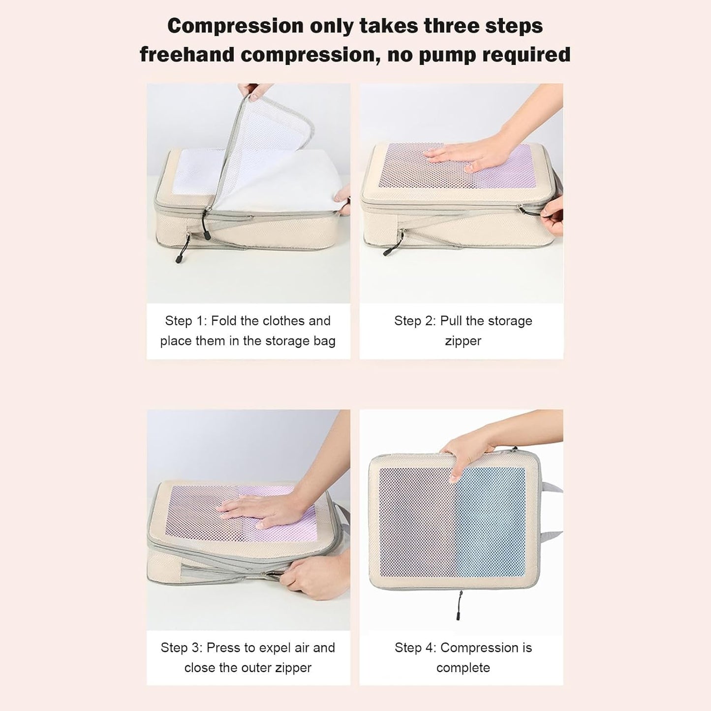 Compression Packing Cubes - Set of 8 Compression Packing Bags Waterproof for Suitcase | Garment Organization Bags with Zipper Closure for Basements, Bedroom