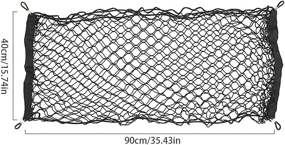 ValueHall Cargo Net 35 x 15 Inch Adjustable Elastic Trunk Net Cargo Trunk Storage Organizer Nylon Mesh Universal Rear Cargo Organizer Cargo Net with Hooks V7075