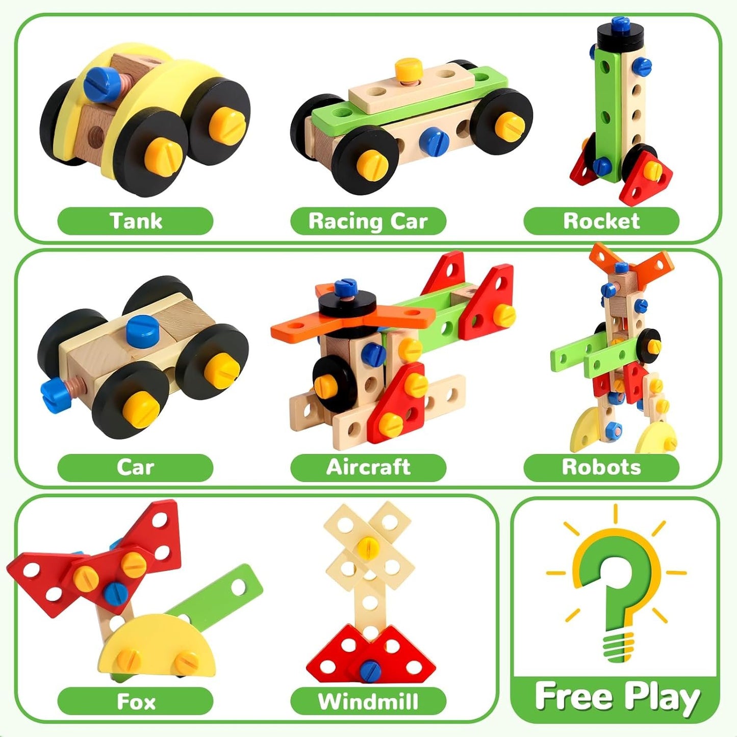 Montessori Construction Toys for 3 4 5 Year Old Boys Wooden Kids Tool Building Set Toddler Toy Box Pretend Play Stem Toy Fine Motor 3 4 5 Year Old Boys Girls Christmas Birthday Gift