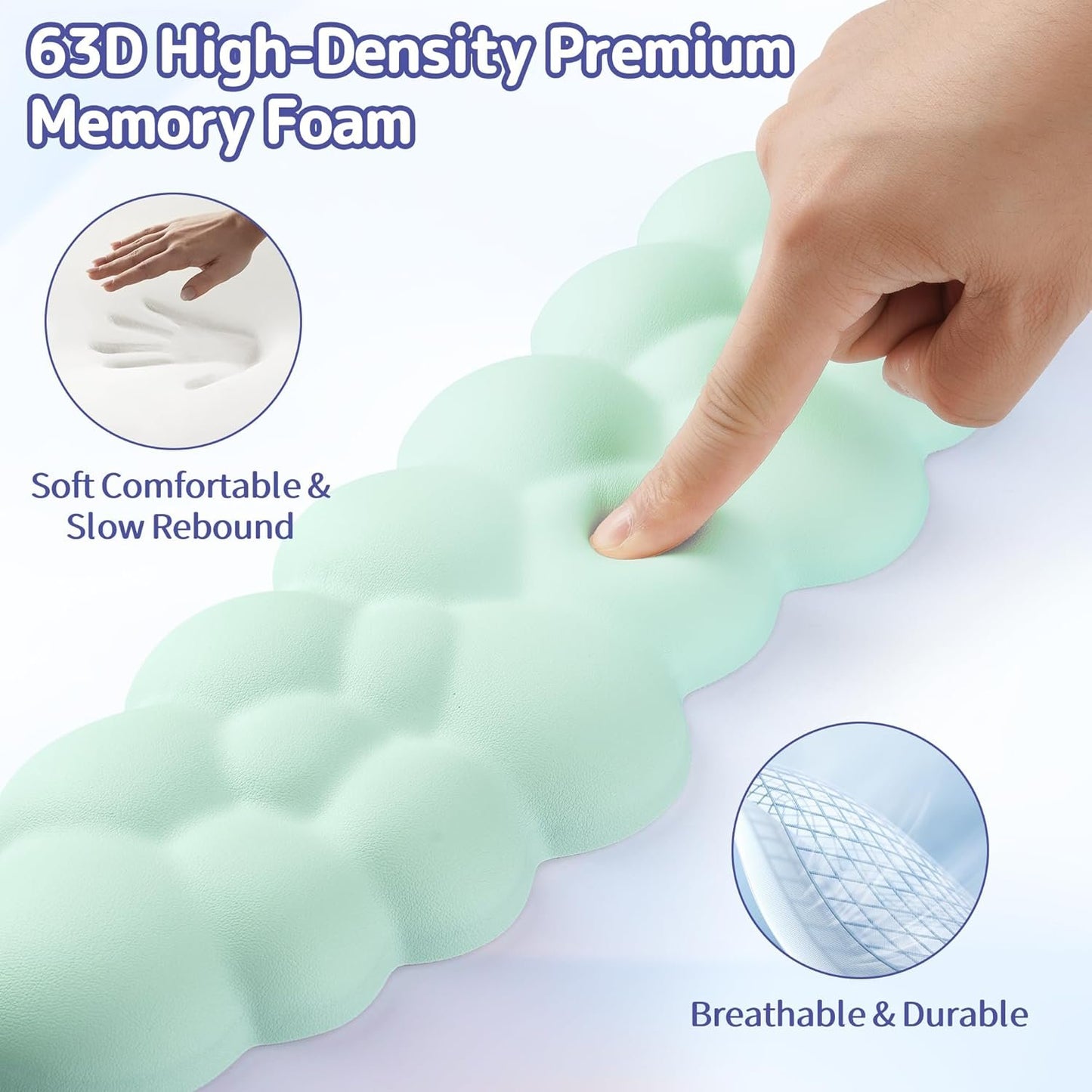 Sushret Cloud Wrist Rest Keyboard, Cloud Palm Rest Set with PU Leather Memory Foam, Cute Keyboard Rest for Wrist Support and Arm Rest, Desk Cloud Wrist Pad for PC/Gaming/Laptop/Computer-Light Green
