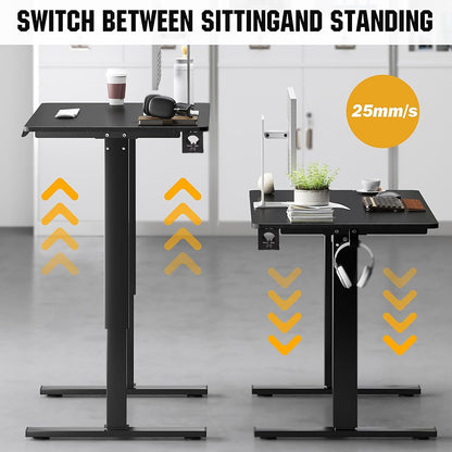 sogesfurniture 39.4" Height Adjustable Electric Standing Desk, Sit Stand up Desk Ergonomic Computer Desk with Memory Preset, Lift Motorized Desk Workstation for Office Home Work, Black