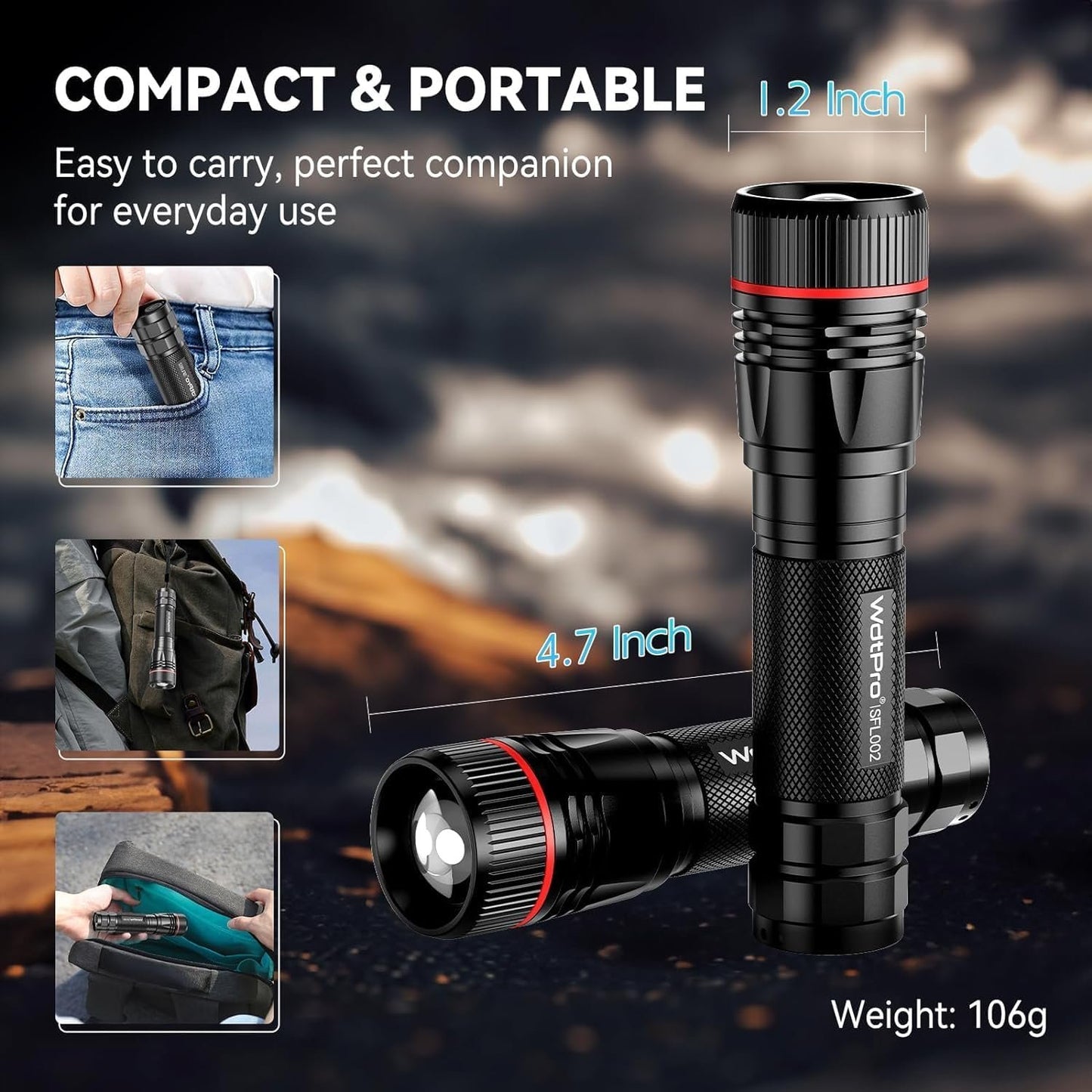LETMY Rechargeable Flashlights High Lumens, 2 Pack 10H Long Lasting Super Bright EDC Flashlight, LED Mini Tactical Flash Lights for Camping Emergency, Drop & Water Resistant (Battery Included)