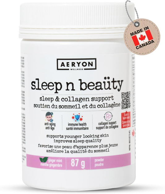 Sleep n Beaüty by Aeryon Wellness - Natural Sleep Aid - Supports Immunity & Collagen Formation - Naturally Calm Mind & Body for Restful Sleep - Natural Sleep Vitamin (Ginger Mint Flavour, 30 servings)