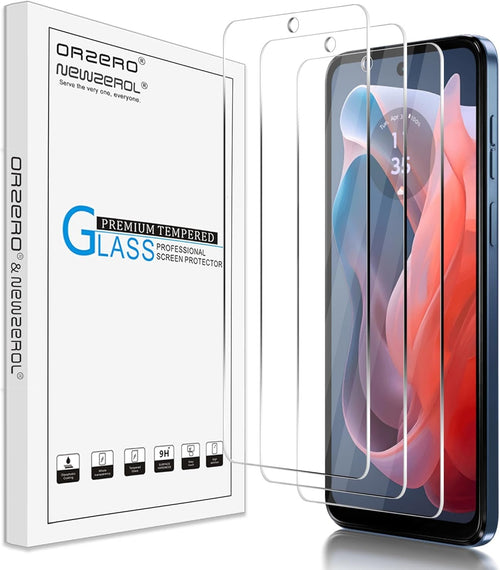 (3 Pack) Orzero Tempered Glass Screen Protector Compatible for Motorola Moto G Play 2024, Precise Front Camera Cutouts High Definition Anti-Scratch Bubble-Free
