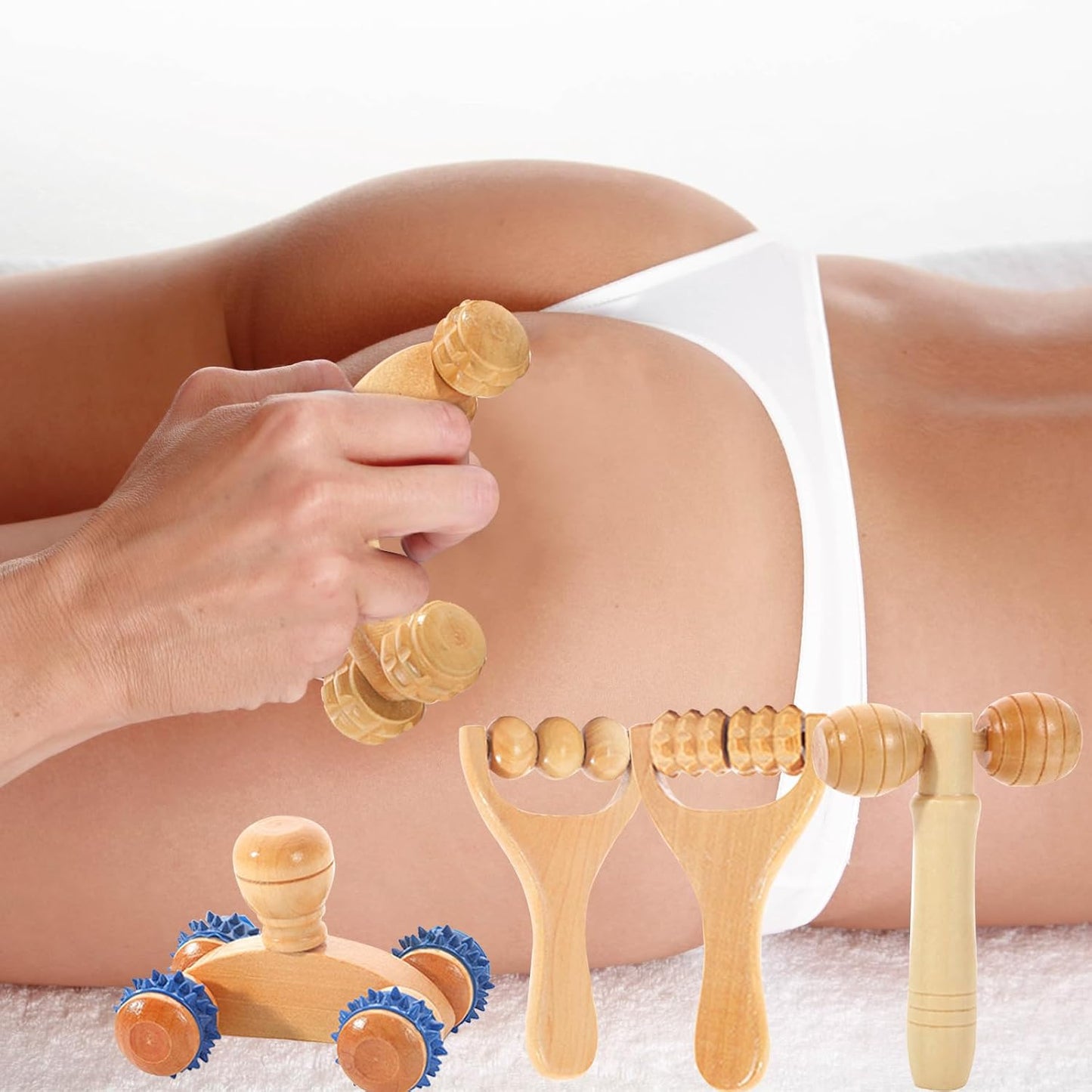 Wooden Massage, Yiyifor Set of 5 Maderotherapy Wooden Kit, Wooden Massage Set for Back, Legs, Muscle, Body, Aesthetic (Whole Body Massage)