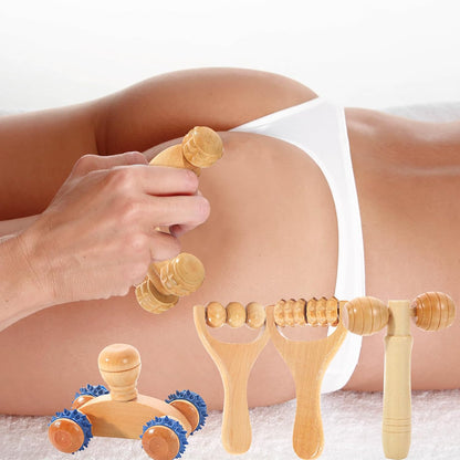 Wooden Massage, Yiyifor Set of 5 Maderotherapy Wooden Kit, Wooden Massage Set for Back, Legs, Muscle, Body, Aesthetic (Whole Body Massage)