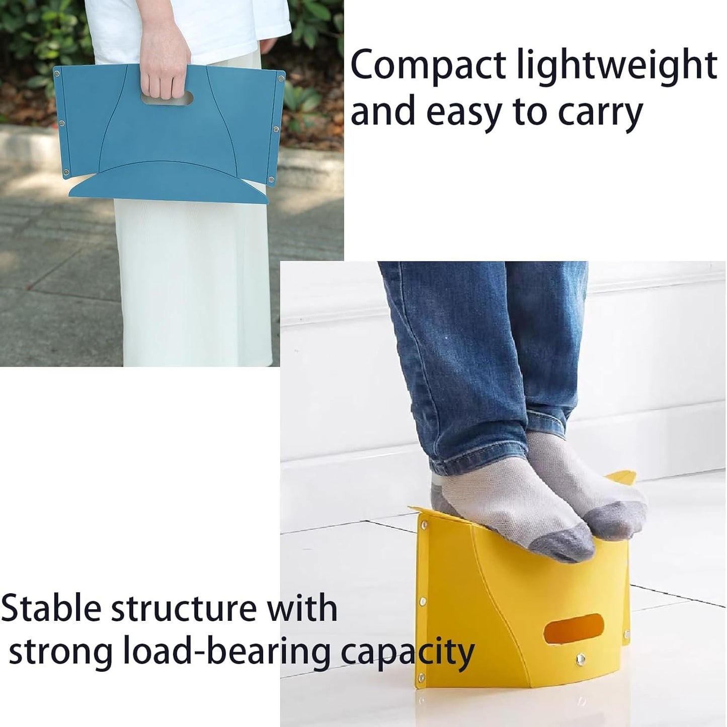 2Pcs Card Folding Stoolï¼ŒPortable Outdoor Travel Stool and Hand Carry Basket, Portable Folding Compact Stool Seat for Camping, Fishing, Gardening, Outdoor, Travel and Beach,with Tote Bag,Barbecue