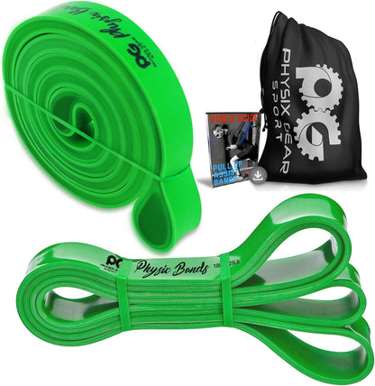 Physix Pull Up Assistance Bands - Looped Resistance Bands, Workout Rubber Bands for Exercise HIIT Muscle Toning Stretching Powerlifting Physical Therapy Pilates Yoga (1 Band, w/eGuide)
