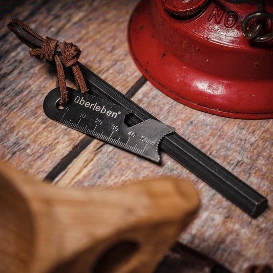 Überleben Hexå Ferro Rod Fire Starter for Survival w/Multi-Tool Fire Striker, Lanyard - 6" Long, 1/2" Thick Hexagon Fire Steel, 20,000 Strikes - Waterproof Flint and Steel - Camping Fire Starter Rod