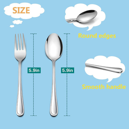 LIANYU 10-Piece Kids Children Cutlery Set, Include 5 Kids Spoons and 5 Kids Forks, Stainless Steel Toddler Utensils Flatware Set, Child Silverware for Home Preschools, Dishwasher Safe