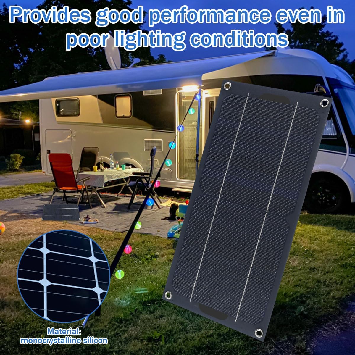 Solar Panel Kit, 30W DC 12-24V Solar Trickle Charger, Multiple Protection Monocrystalline Solar Powered Battery Charger, Portable Car Battery Charger Controller for Cars RVs Campers Boats