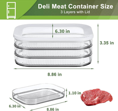 HOMIEST Deli Meat Container for Fridge, Bacon Lunch Meat Container for Refrigerator, Meal Prep Containers, Stackable Food Storage Boxes for Cold Cuts, Salami, Deli, Lunch Meat, BPA Free, 18.6oz