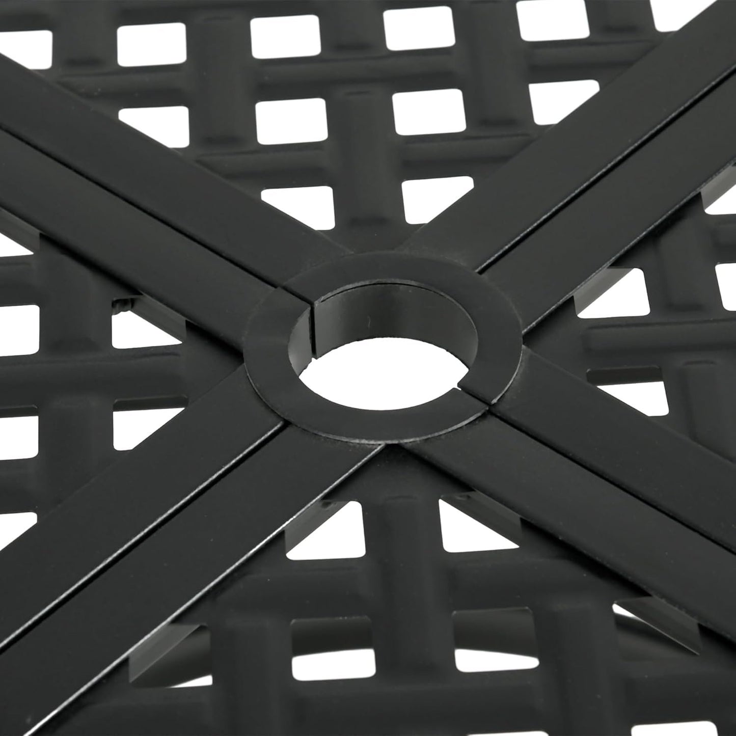 Outsunny 42" Round Outdoor Dining Table for 4 Persons, Metal Patio Dining Table with Umbrella Hole and Steel Frame for Backyard, Lawn, Balcony, Pool, Black