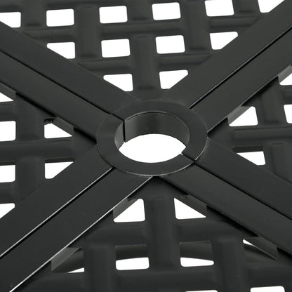 Outsunny 42" Round Outdoor Dining Table for 4 Persons, Metal Patio Dining Table with Umbrella Hole and Steel Frame for Backyard, Lawn, Balcony, Pool, Black