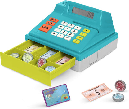 Battat Toy Cash Register For Kids, Toddlers - 48Pc Play Register With Toy Money, Credit Card - Blue Calculating Cash Register - Pretend Play Toy - 3 Years + - Blue Calculating Cash Register