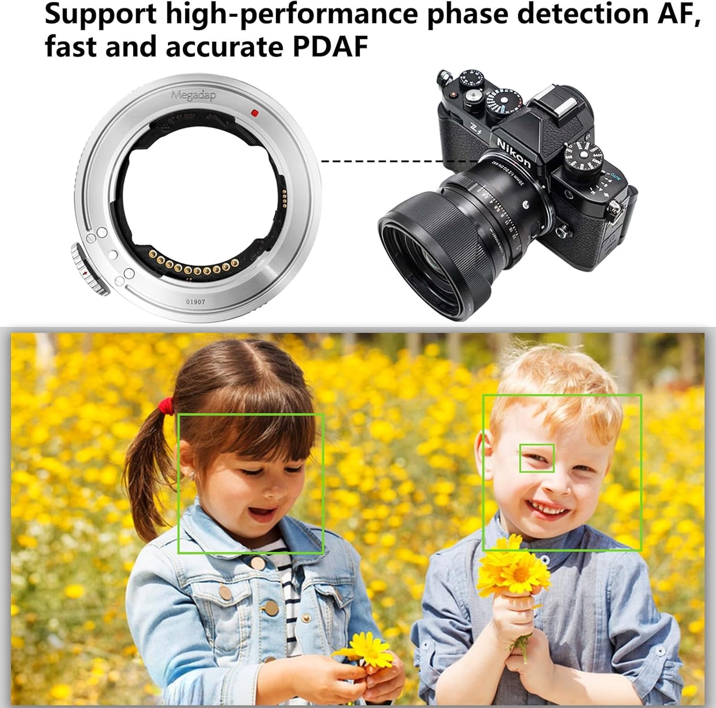 Megadap ETZ21 PRO Built-in AF Lens Adapter with Electronic Aperture Compatible with Nikon Z Zf Z5II Z9 Z8 Z7II Z7 Z6III Z6II Z5 Z50II Z30 ZFC Camera for Sony FE