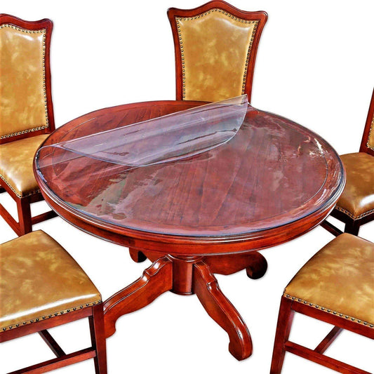 Round Clear Plastic Table Protector Cover Pad Thick Wipeable PVC Vinyl Tablecloth Furniture PVC Protective Desktop Liner Cover Waterproof Dining Tabletop Protection Desk Top Pad 36 Inch Diameter Round