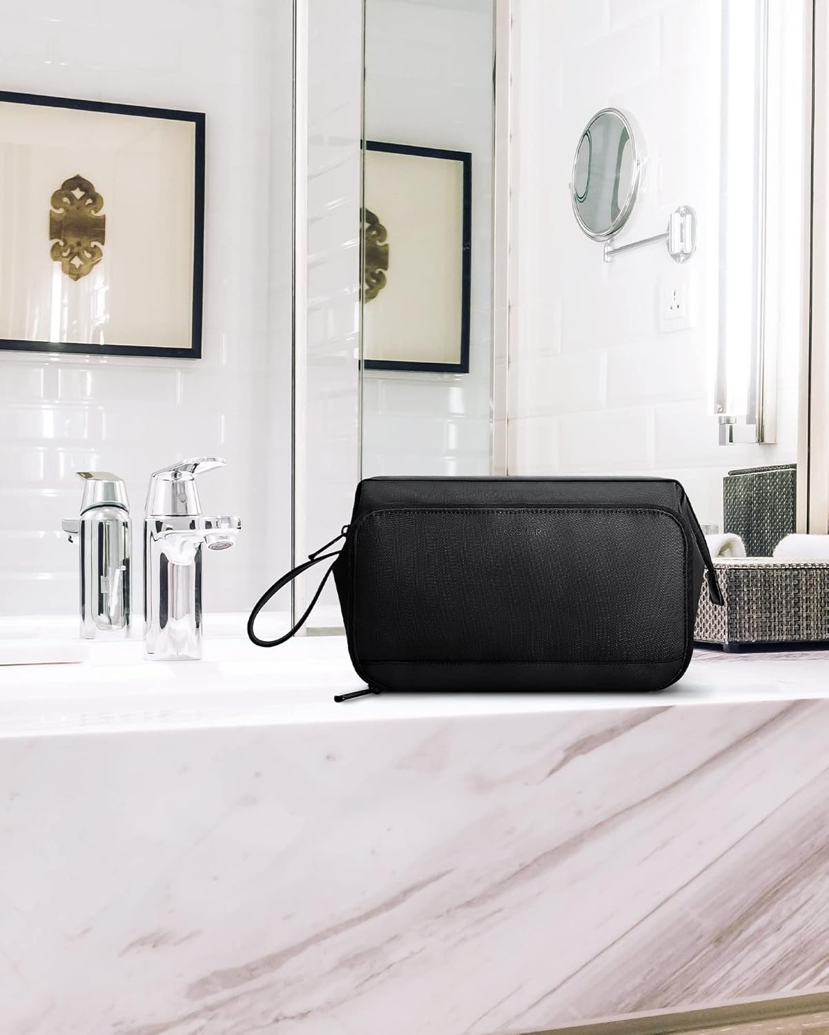 BAGSMART Toiletry Bag for Men, Wide Opening Dopp Kit, Water Resistant Shaving Hygiene Bag for Bathroom Shower, Travel Size Toiletries, Essentials, Black