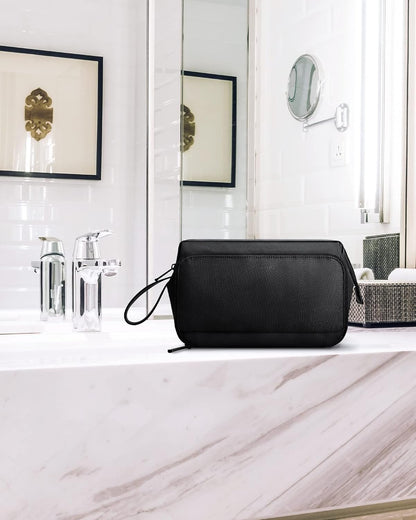 BAGSMART Toiletry Bag for Men, Wide Opening Dopp Kit Water Resistant Shaving Hygiene Organizer, Black, Travel
