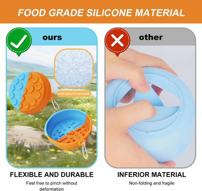 Portable Collapsible Travel Dog Bowl with Anti-Slip Suction Cups,Silicone Travel Water Bowls with Carabiner for Dogs/Cats,Dog Feeding Watering Bowls for Outdoor Traveling
